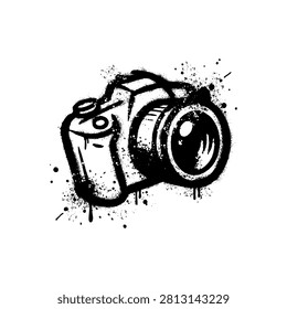 Stencil Graffiti Camera Silhouette Icon With Spray Paint Splatter Effect