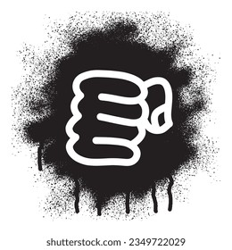 Stencil graffiti fist hand with black Spray paint