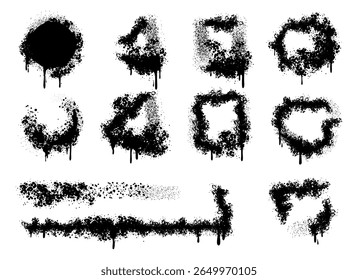 stencil graffiti frames and Grunge Spray Paint Splatter Frame Set with Drips and Splashes – Vector Ink Texture