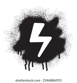 Stencil graffiti high voltage electric lightning bolt with black spray paint	
