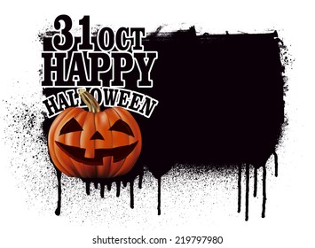 stencil happy halloween banner with pumpkin