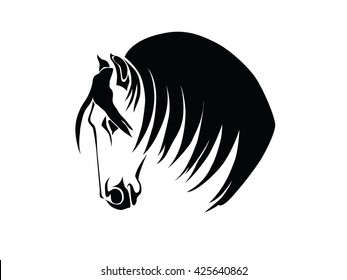 Stencil a horse's head on a white background