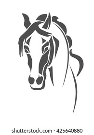 Stencil horse's head on a white background