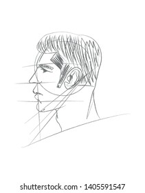
Stencil of a human face. Sketch. pencil drawing.
