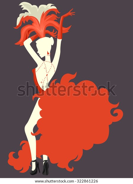 Stencil Illustration Cabaret Performer Striking Pose Stock Vector ...