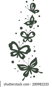 Stencil Illustration Featuring Butterflies Fluttering About