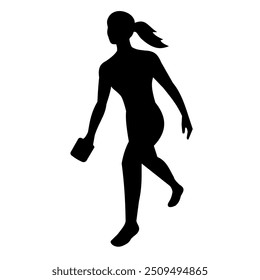 Stencil illustration of silhouette of a female cornhole player throwing a bean bag, a lawn game aka sack toss, or bags viewed from front on isolated background done in black and white retro style.