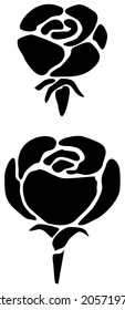 Stencil images of a small and large peony flower, vector image suitable for a logo, sign, background or  a wallpaper element