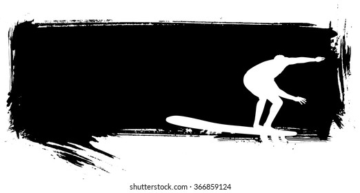 stencil inky surf banner with surfer