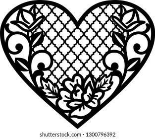 Stencil Lacy Hearts Carved Openwork Pattern Stock Vector (Royalty Free ...