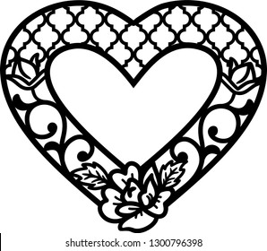 Stencil Lacy Hearts With Carved Openwork Pattern Template For Interior Design Layouts Wedding