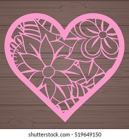 Stencil lacy hearts with carved openwork pattern. Template for interior design, layouts wedding cards, invitations, etc. Image suitable for laser cutting, plotter cutting or printing. Vector