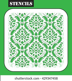 Stencil. Laser cut template. Template pattern for decorative panel. Floral damask ornament background for design, wedding invitations, greeting cards, wallpaper.