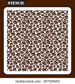 Stencil. Laser cutting square pattern with coffee beans. Template suitable for laser or plotter cutting, printing. 