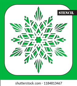 Stencil. Laser Cutting Template. Die Cut Christmas Star. Snowflake Mandala. Oriental Pattern, Vector Illustration. Paper Cutout Snowflakes Motifs. 