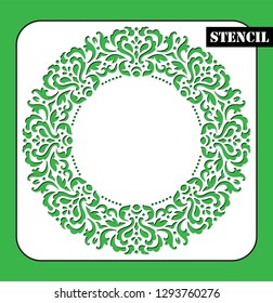 Stencil. Laser cutting template. Round Ornament. Mandala border. Ethnic decorative background. Islam, Arabic, Indian, ottoman motifs. Die cut pattern. Paper cutout. Boho vintage vector illustration 