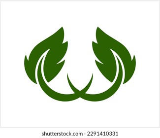 Stencil leaf icon isolated. Eco clipart. Laurel cartoon vector stock illustration. EPS 10