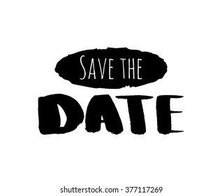 Stencil lettering quotes save the date isolated on a white background. Vector illustration