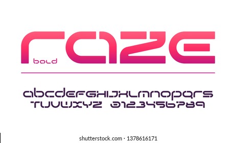 Stencil lowercase letters and numbers, alphabet, typography. Vector illustration.