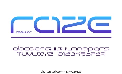 Stencil lowercase letters and numbers, alphabet, typography. Vector illustration.