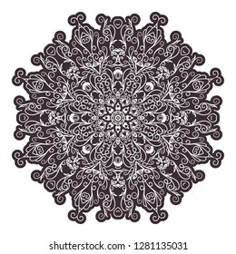 Stencil mandala. Black and white isolated round ornament. Vector illustration. Clipart for your design easy to use.