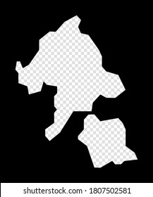 Stencil map of Aka Island. Simple and minimal transparent map of Aka Island. Black rectangle with cut shape of the area. Awesome vector illustration.