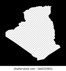 Mapa del Consejo de Argelia. Mapa transparente simple y mínimo de Argelia. Rectángulo negro con forma de corte del país. Impresionante ilustración vectorial.