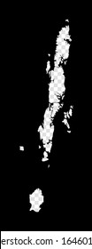 Stencil map of Andaman Islands. Simple and minimal transparent map of Andaman Islands. Black rectangle with cut shape of the island. Charming vector illustration.
