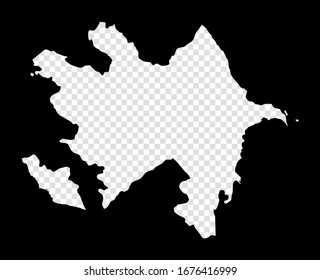 Stencil map of Azerbaijan. Simple and minimal transparent map of Azerbaijan. Black rectangle with cut shape of the country. Powerful vector illustration.