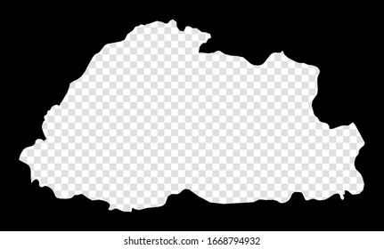 Stencil map of Bhutan. Simple and minimal transparent map of Bhutan. Black rectangle with the cut shape of the country. Captivating vector illustration.