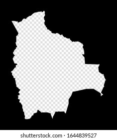 Stencil map of Bolivia. Simple and minimal transparent map of Bolivia. Black rectangle with cut shape of the country. Authentic vector illustration.