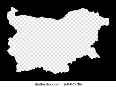 Landkarte von Bulgarien. Einfache und minimale transparente Karte von Bulgarien. Schwarzes Rechteck mit Schnittform des Landes. Atemberaubende Vektorillustration.