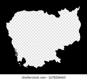 Landkarte Kambodschas. Einfache und minimale transparente Karte Kambodschas. Schwarzes Rechteck mit Schnittform des Landes. Erstaunliche Vektorillustration.