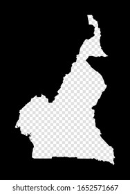 Stencil map of Cameroon. Simple and minimal transparent map of Cameroon. Black rectangle with cut shape of the country. Powerful vector illustration.