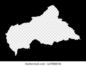 Stencil map of CAR. Simple and minimal transparent map of CAR. Black rectangle with cut shape of the country. Classy vector illustration.