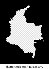 Stencil map of Colombia. Simple and minimal transparent map of Colombia. Black rectangle with cut shape of the country. Superb vector illustration.