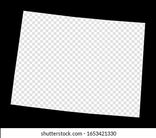 Stencil map of Colorado. Simple and minimal transparent map of Colorado. Black rectangle with cut shape of the us state. Beautiful vector illustration.