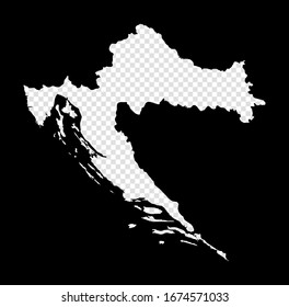 Stencil map of Croatia. Simple and minimal transparent map of Croatia. Black rectangle with cut shape of the country. Captivating vector illustration.