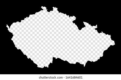 Stencil map of Czech Republic. Simple and minimal transparent map of Czech Republic. Black rectangle with cut shape of the country. Appealing vector illustration.