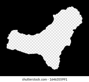 Stencil map of El Hierro. Simple and minimal transparent map of El Hierro. Black rectangle with cut shape of the island. Neat vector illustration.