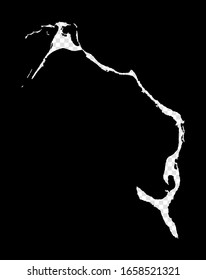 Stencil map of Eleuthera. Simple and minimal transparent map of Eleuthera. Black rectangle with cut shape of the island. Modern vector illustration.