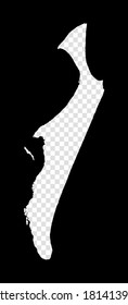 Stencil map of Fraser Island. Simple and minimal transparent map of Fraser Island. Black rectangle with cut shape of the area. Stylish vector illustration.