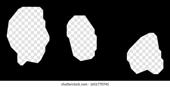 Stencil map of Gili Islands. Simple and minimal transparent map of Gili Islands. Black rectangle with cut shape of the island. Trendy vector illustration.