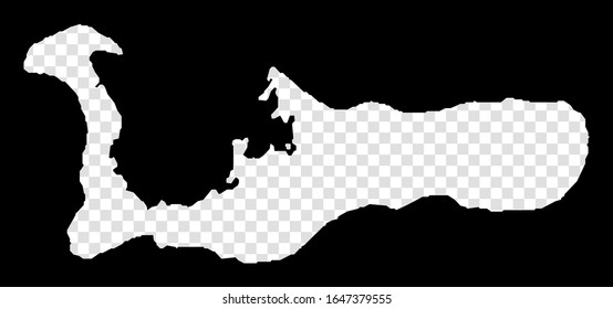 Stencil map of Grand Cayman. Simple and minimal transparent map of Grand Cayman. Black rectangle with cut shape of the island. Astonishing vector illustration.