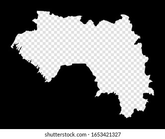 Mapa del esténcil de Guinea. Mapa simple y mínimo transparente de Guinea. Rectángulo negro con forma de corte del país. Ilustración vector vibrante.