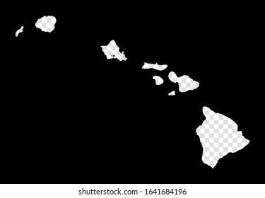 Stencil map of Hawaii. Simple and minimal transparent map of Hawaii. Black rectangle with cut shape of the island. Classy vector illustration.