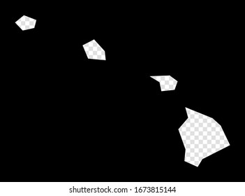 Stencil map of Hawaii. Simple and minimal transparent map of Hawaii. Black rectangle with cut shape of the US state. Creative vector illustration.