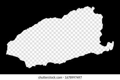 Stencil map of Imbros. Simple and minimal transparent map of Imbros. Black rectangle with cut shape of the island. Neat vector illustration.
