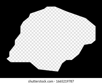 Stencil map of Inisheer. Simple and minimal transparent map of Inisheer. Black rectangle with cut shape of the island. Powerful vector illustration.