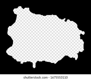 Stencil map of Ischia. Simple and minimal transparent map of Ischia. Black rectangle with cut shape of the island. Radiant vector illustration.